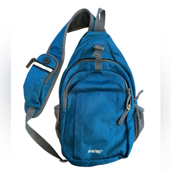 G4Free teal nylon sling backpack adjustable single shoulder strap hanging loop - Picture 1 of 12